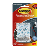 Command Cord Organisers Strips/Hooks 17303CLR Large Clear Pack of 2
